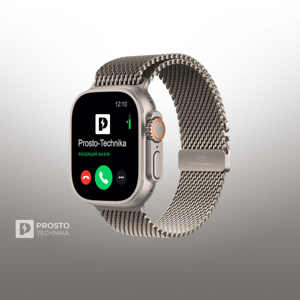 Часы Apple Watch Ultra 2, 49 мм, титан светлого цвета, миланский сетчатый браслет (2024) M